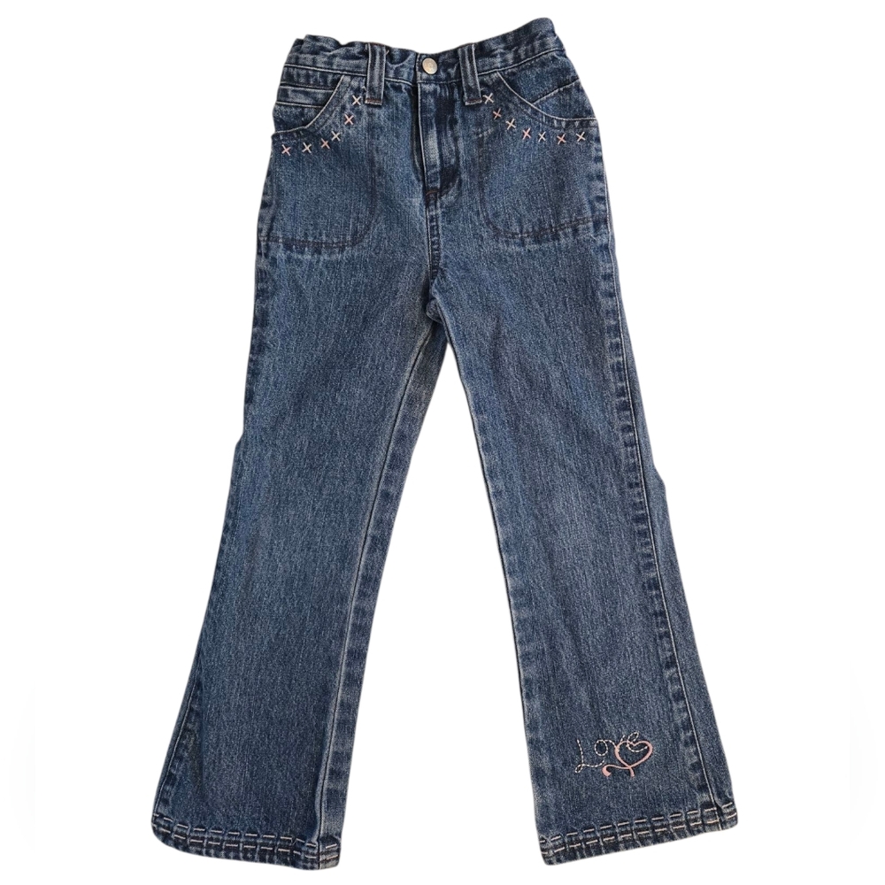 Vintage Y2k Embroidered "Love" Blue Jeans